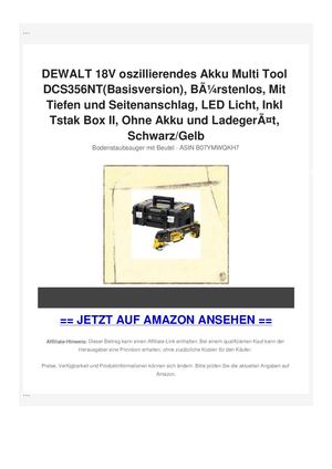 DEWALT 18V oszillierendes Akku Multi Tool DCS356NT(Basisversion), BÃƒÂ¼rstenlos, Mit Tiefen und Seitenanschlag, LED Licht, Inkl Tstak Box II, Ohne Akku und LadegerÃƒÂ¤t, Schwarz/Gelb