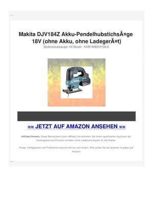 Makita DJV184Z Akku-PendelhubstichsÃƒÂ¤ge 18V (ohne Akku, ohne LadegerÃƒÂ¤t)