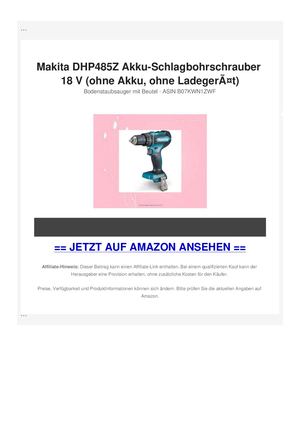 Makita DHP485Z Akku-Schlagbohrschrauber 18 V (ohne Akku, ohne LadegerÃƒÂ¤t)