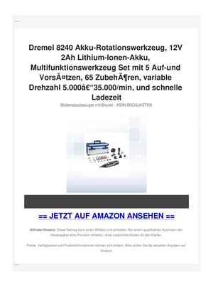 Dremel 8240 Akku-Rotationswerkzeug, 12V 2Ah Lithium-Ionen-Akku, Multifunktionswerkzeug Set mit 5 Auf-und VorsÃƒÂ¤tzen, 65 ZubehÃƒÂ¶ren, variable Drehzahl 5.000Ã¢Â€Â“35.000/min, und schnelle Ladezeit