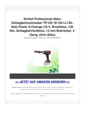 Einhell Professional Akku-Schlagbohrschrauber TP-CD 18/120 Li-i BL-Solo Power X-Change (18 V, Brushless, 120 Nm, Schlagbohrfunktion, 13 mm Bohrfutter, 2 Gang, ohne Akku)