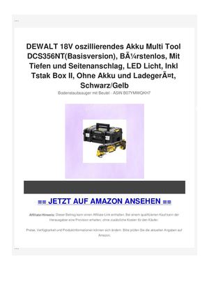 DEWALT 18V oszillierendes Akku Multi Tool DCS356NT(Basisversion), BÃƒÂ¼rstenlos, Mit Tiefen und Seitenanschlag, LED Licht, Inkl Tstak Box II, Ohne Akku und LadegerÃƒÂ¤t, Schwarz/Gelb