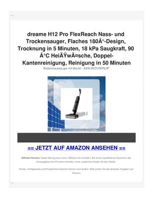dreame H12 Pro FlexReach Nass- und Trockensauger, Flaches 180Ã‚Â°-Design, Trocknung in 5 Minuten, 18 kPa Saugkraft, 90 Ã‚Â°C HeiÃƒÂŸwÃƒÂ¤sche, Doppel-Kantenreinigung, Reinigung in 50 Minuten