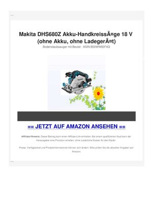 Makita DHS680Z Akku-HandkreissÃƒÂ¤ge 18 V (ohne Akku, ohne LadegerÃƒÂ¤t)