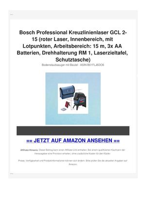 Bosch Professional Kreuzlinienlaser GCL 2-15 (roter Laser, Innenbereich, mit Lotpunkten, Arbeitsbereich: 15 m, 3x AA Batterien, Drehhalterung RM 1, Laserzieltafel, Schutztasche)