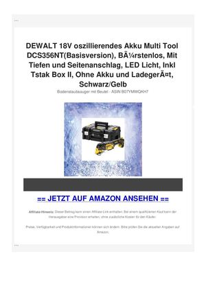 DEWALT 18V oszillierendes Akku Multi Tool DCS356NT(Basisversion), BÃƒÂ¼rstenlos, Mit Tiefen und Seitenanschlag, LED Licht, Inkl Tstak Box II, Ohne Akku und LadegerÃƒÂ¤t, Schwarz/Gelb