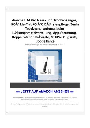 dreame H14 Pro Nass- und Trockensauger, 180Ã‚Â° Lie-Flat, 60 Ã‚Â°C BÃƒÂ¼rstenpflege, 5-min Trocknung, automatische LÃƒÂ¶sungsmittelverteilung, App-Steuerung, DoppelrotationsbÃƒÂ¼rste, 18 kPa Saugkraft, Doppelkante