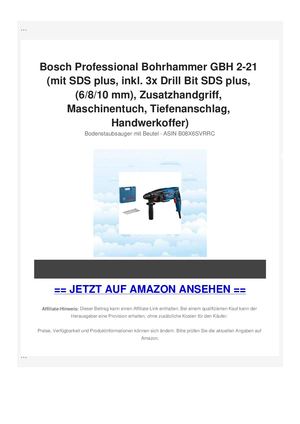 Bosch Professional Bohrhammer GBH 2-21 (mit SDS plus, inkl. 3x Drill Bit SDS plus, (6/8/10 mm), Zusatzhandgriff, Maschinentuch, Tiefenanschlag, Handwerkoffer)