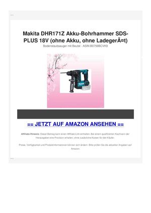 Makita DHR171Z Akku-Bohrhammer SDS-PLUS 18V (ohne Akku, ohne LadegerÃƒÂ¤t)