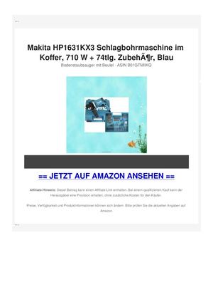 Makita HP1631KX3 Schlagbohrmaschine im Koffer, 710 W + 74tlg. ZubehÃƒÂ¶r, Blau
