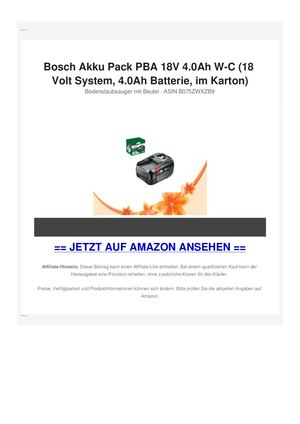 Bosch Akku Pack PBA 18V 4.0Ah W-C (18 Volt System, 4.0Ah Batterie, im Karton)