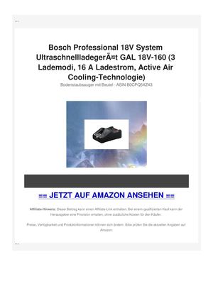 Bosch Professional 18V System UltraschnellladegerÃƒÂ¤t GAL 18V-160 (3 Lademodi, 16 A Ladestrom, Active Air Cooling-Technologie)
