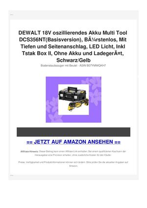 DEWALT 18V oszillierendes Akku Multi Tool DCS356NT(Basisversion), BÃƒÂ¼rstenlos, Mit Tiefen und Seitenanschlag, LED Licht, Inkl Tstak Box II, Ohne Akku und LadegerÃƒÂ¤t, Schwarz/Gelb