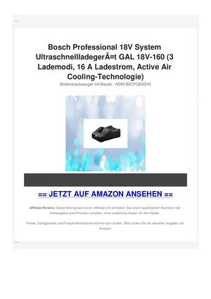 Bosch Professional 18V System UltraschnellladegerÃƒÂ¤t GAL 18V-160 (3 Lademodi, 16 A Ladestrom, Active Air Cooling-Technologie)