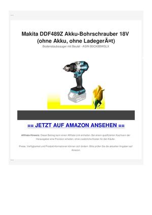 Makita DDF489Z Akku-Bohrschrauber 18V (ohne Akku, ohne LadegerÃƒÂ¤t)