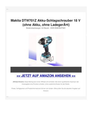 Makita DTW701Z Akku-Schlagschrauber 18 V (ohne Akku, ohne LadegerÃƒÂ¤t)