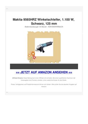 Makita 9565HRZ Winkelschleifer, 1.100 W, Schwarz, 125 mm