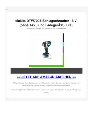 Makita DTW700Z Schlagschrauber 18 V (ohne Akku und LadegerÃƒÂ¤t), Blau