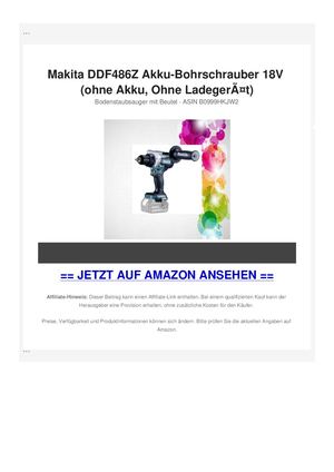 Makita DDF486Z Akku-Bohrschrauber 18V (ohne Akku, Ohne LadegerÃƒÂ¤t)