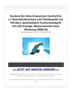 Gardena Set Akku-Grasschere ComfortCut Li: Rasenkantenschere und Teleskopstiel mit RÃƒÂ¤dern, abwinkelbarer Komforthandgriff mit LED-Anzeige, Messerwechsel ohne Werkzeug (9889-20)