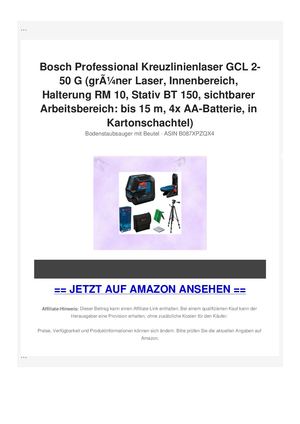 Bosch Professional Kreuzlinienlaser GCL 2-50 G (grÃƒÂ¼ner Laser, Innenbereich, Halterung RM 10, Stativ BT 150, sichtbarer Arbeitsbereich: bis 15 m, 4x AA-Batterie, in Kartonschachtel)