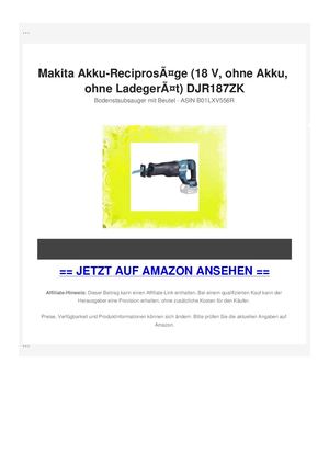 Makita Akku-ReciprosÃƒÂ¤ge (18 V, ohne Akku, ohne LadegerÃƒÂ¤t) DJR187ZK