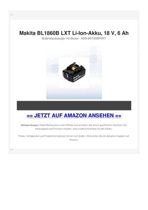Makita BL1860B LXT Li-Ion-Akku, 18 V, 6 Ah
