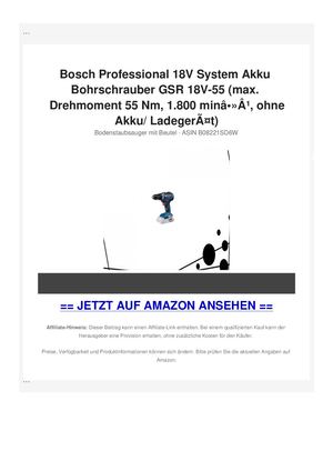 Bosch Professional 18V System Akku Bohrschrauber GSR 18V-55 (max. Drehmoment 55 Nm, 1.800 minÃ¢ÂÂ»Ã‚Â¹, ohne Akku/ LadegerÃƒÂ¤t)