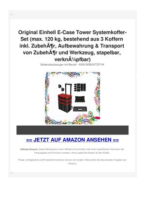 Original Einhell E-Case Tower Systemkoffer-Set (max. 120 kg, bestehend aus 3 Koffern inkl. ZubehÃƒÂ¶r, Aufbewahrung & Transport von ZubehÃƒÂ¶r und Werkzeug, stapelbar, verknÃƒÂ¼pfbar)