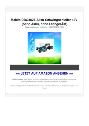 Makita DBO382Z Akku-Schwingschleifer 18V (ohne Akku, ohne LadegerÃƒÂ¤t)