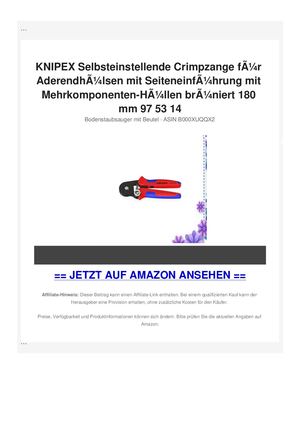 KNIPEX Selbsteinstellende Crimpzange fÃƒÂ¼r AderendhÃƒÂ¼lsen mit SeiteneinfÃƒÂ¼hrung mit Mehrkomponenten-HÃƒÂ¼llen brÃƒÂ¼niert 180 mm 97 53 14