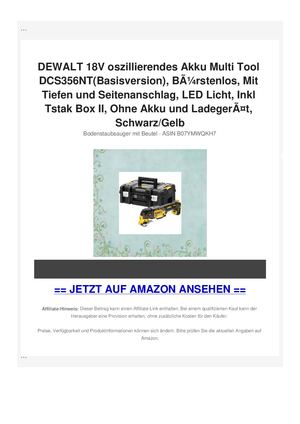 DEWALT 18V oszillierendes Akku Multi Tool DCS356NT(Basisversion), BÃƒÂ¼rstenlos, Mit Tiefen und Seitenanschlag, LED Licht, Inkl Tstak Box II, Ohne Akku und LadegerÃƒÂ¤t, Schwarz/Gelb