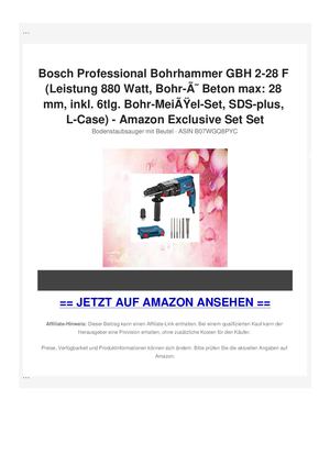 Bosch Professional Bohrhammer GBH 2-28 F (Leistung 880 Watt, Bohr-ÃƒÂ˜ Beton max: 28 mm, inkl. 6tlg. Bohr-MeiÃƒÂŸel-Set, SDS-plus, L-Case) - Amazon Exclusive Set Set