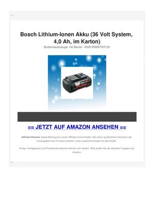 Bosch Lithium-Ionen Akku (36 Volt System, 4,0 Ah, im Karton)