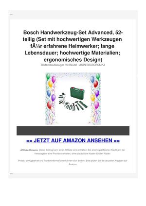 Bosch Handwerkzeug-Set Advanced, 52-teilig (Set mit hochwertigen Werkzeugen fÃƒÂ¼r erfahrene Heimwerker; lange Lebensdauer; hochwertige Materialien; ergonomisches Design)