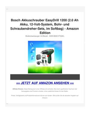 Bosch Akkuschrauber EasyDrill 1200 (2.0 Ah Akku, 12-Volt-System, Bohr- und Schraubendreher-Sets, im Softbag) - Amazon Edition