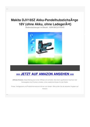 Makita DJV185Z Akku-PendelhubstichsÃƒÂ¤ge 18V (ohne Akku, ohne LadegerÃƒÂ¤t)