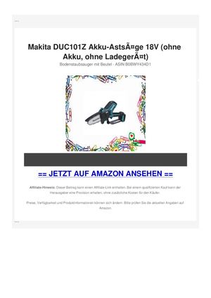 Makita DUC101Z Akku-AstsÃƒÂ¤ge 18V (ohne Akku, ohne LadegerÃƒÂ¤t)