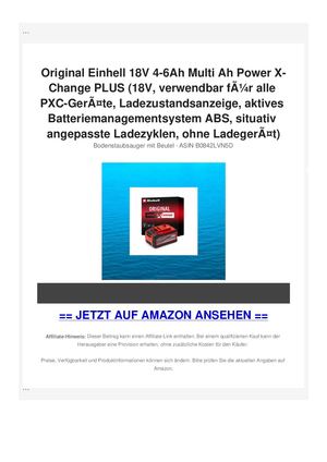 Original Einhell 18V 4-6Ah Multi Ah Power X-Change PLUS (18V, verwendbar fÃƒÂ¼r alle PXC-GerÃƒÂ¤te, Ladezustandsanzeige, aktives Batteriemanagementsystem ABS, situativ angepasste Ladezyklen, ohne LadegerÃƒÂ¤t)