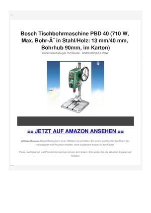 Bosch Tischbohrmaschine PBD 40 (710 W, Max. Bohr-ÃƒÂ˜ in Stahl/Holz: 13 mm/40 mm, Bohrhub 90mm, im Karton)
