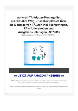 wolfcraft TÃƒÂ¼rfutter-Montage-Set Ã¢Â€ÂžPROÃ¢Â€Âœ 12tlg. - Das Komplettset fÃƒÂ¼r die Montage von TÃƒÂ¼ren inkl. Richtzwingen, TÃƒÂ¼rfutterstreben und Ausgleichsunterlagen - 3679015