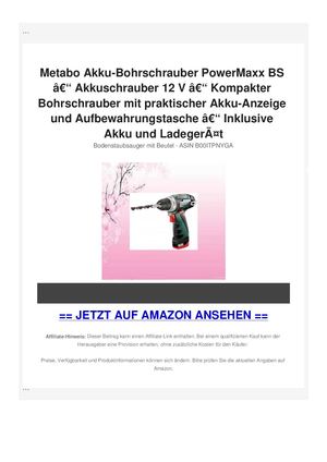 Metabo Akku-Bohrschrauber PowerMaxx BS Ã¢Â€Â“ Akkuschrauber 12 V Ã¢Â€Â“ Kompakter Bohrschrauber mit praktischer Akku-Anzeige und Aufbewahrungstasche Ã¢Â€Â“ Inklusive Akku und LadegerÃƒÂ¤t
