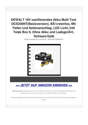 DEWALT 18V oszillierendes Akku Multi Tool DCS356NT(Basisversion), BÃƒÂ¼rstenlos, Mit Tiefen und Seitenanschlag, LED Licht, Inkl Tstak Box II, Ohne Akku und LadegerÃƒÂ¤t, Schwarz/Gelb