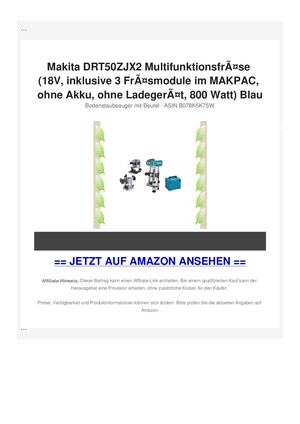 Makita DRT50ZJX2 MultifunktionsfrÃƒÂ¤se (18V, inklusive 3 FrÃƒÂ¤smodule im MAKPAC, ohne Akku, ohne LadegerÃƒÂ¤t, 800 Watt) Blau