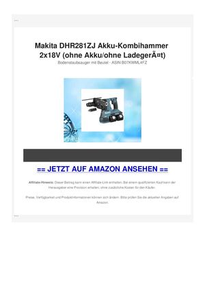 Makita DHR281ZJ Akku-Kombihammer 2x18V (ohne Akku/ohne LadegerÃƒÂ¤t)