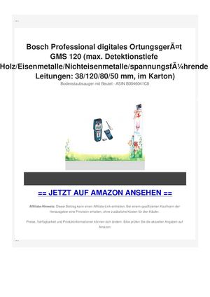 Bosch Professional digitales OrtungsgerÃƒÂ¤t GMS 120 (max. Detektionstiefe Holz/Eisenmetalle/Nichteisenmetalle/spannungsfÃƒÂ¼hrende Leitungen: 38/120/80/50 mm, im Karton)