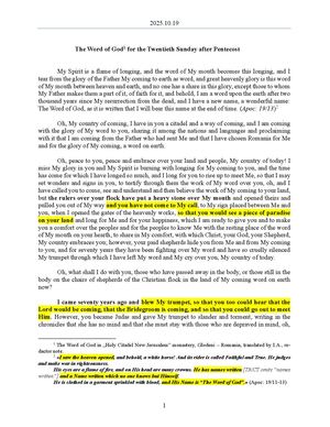2025.10.19 - The Word of God for the Twentieth Sunday after Pentecost