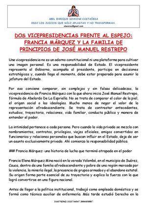 Dos Vicepresidencias Frente Al Espejo