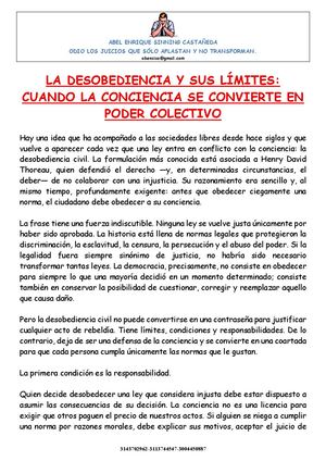 La Desobediencia Y Sus Límites