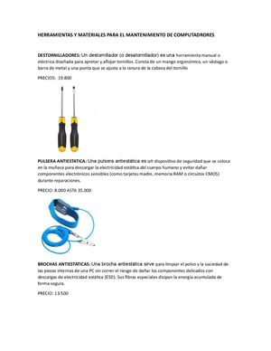 Herramientas Y Materiales Para El Mantenimiento De Computadrores Oscar
